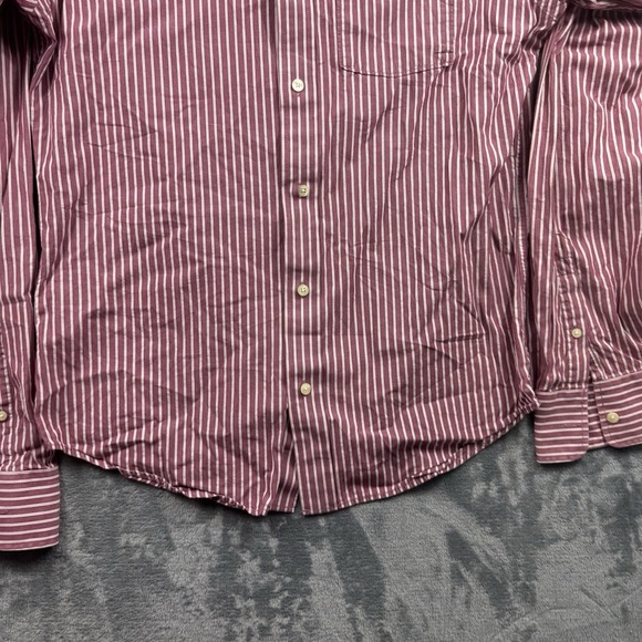 Hollister Men's Button Up Long Sleeve Red Pin Striped Collar Shirt X-Large - Picture 2 of 6